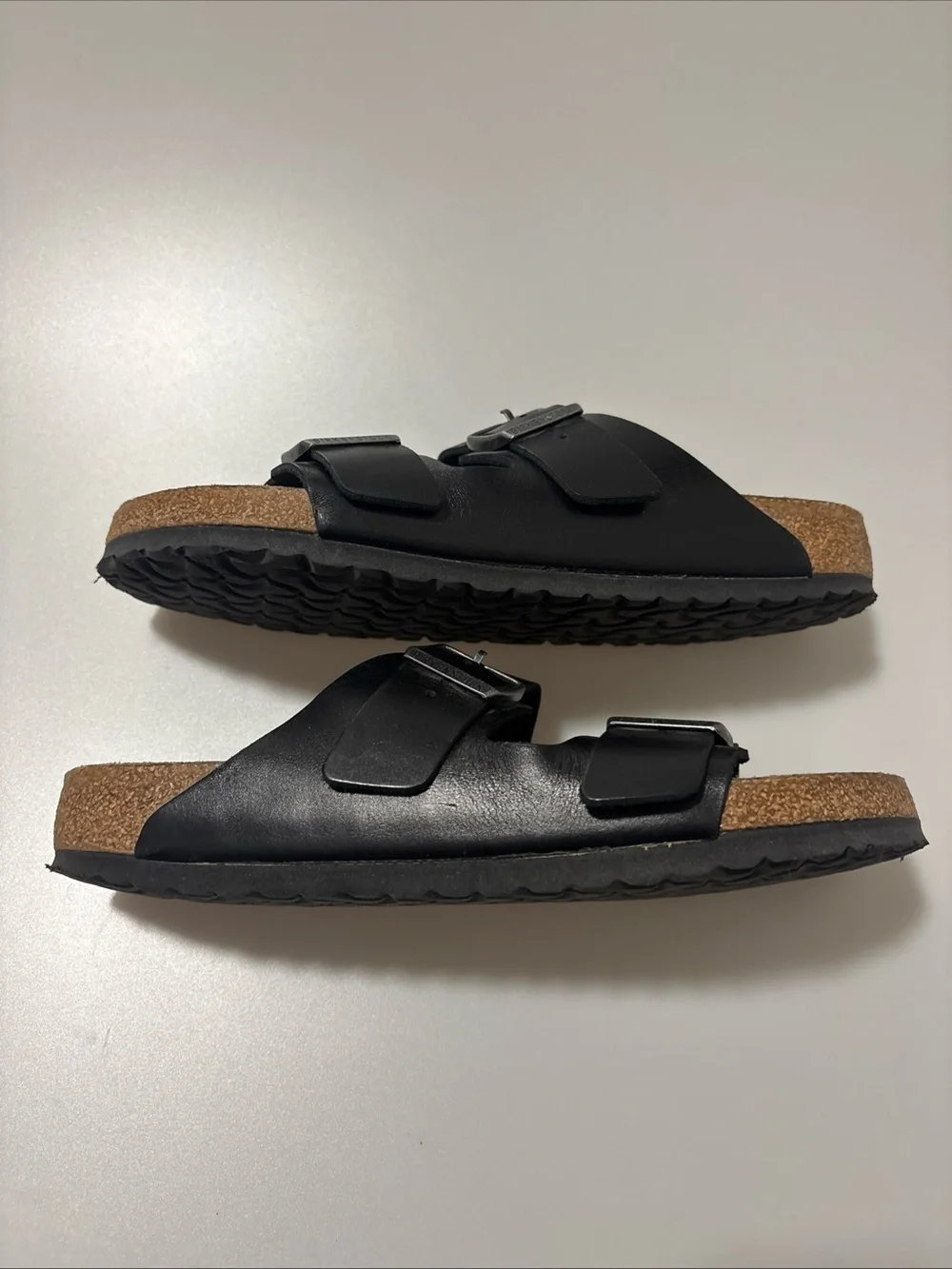 Men's Black Birkenstock Dual Buckle Slide Sandals size 42